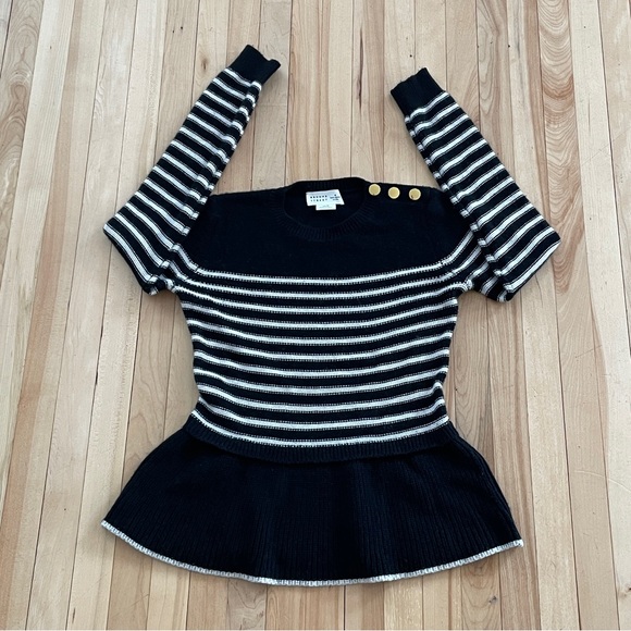 Broome Street Kate Spade Striped Peplum Cashmere Blend Knit Sweater - Sz XS - Picture 5 of 16